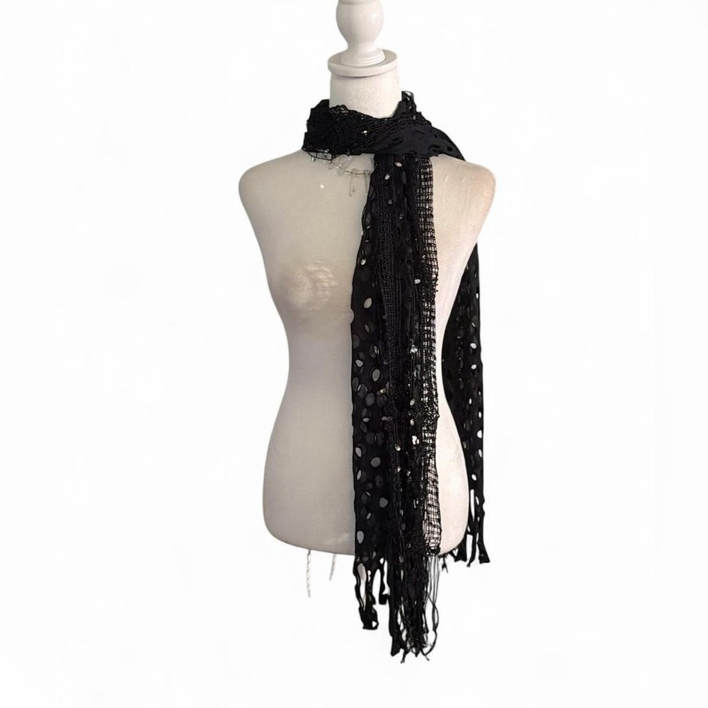 Elegant Black Polka Dot Scarf